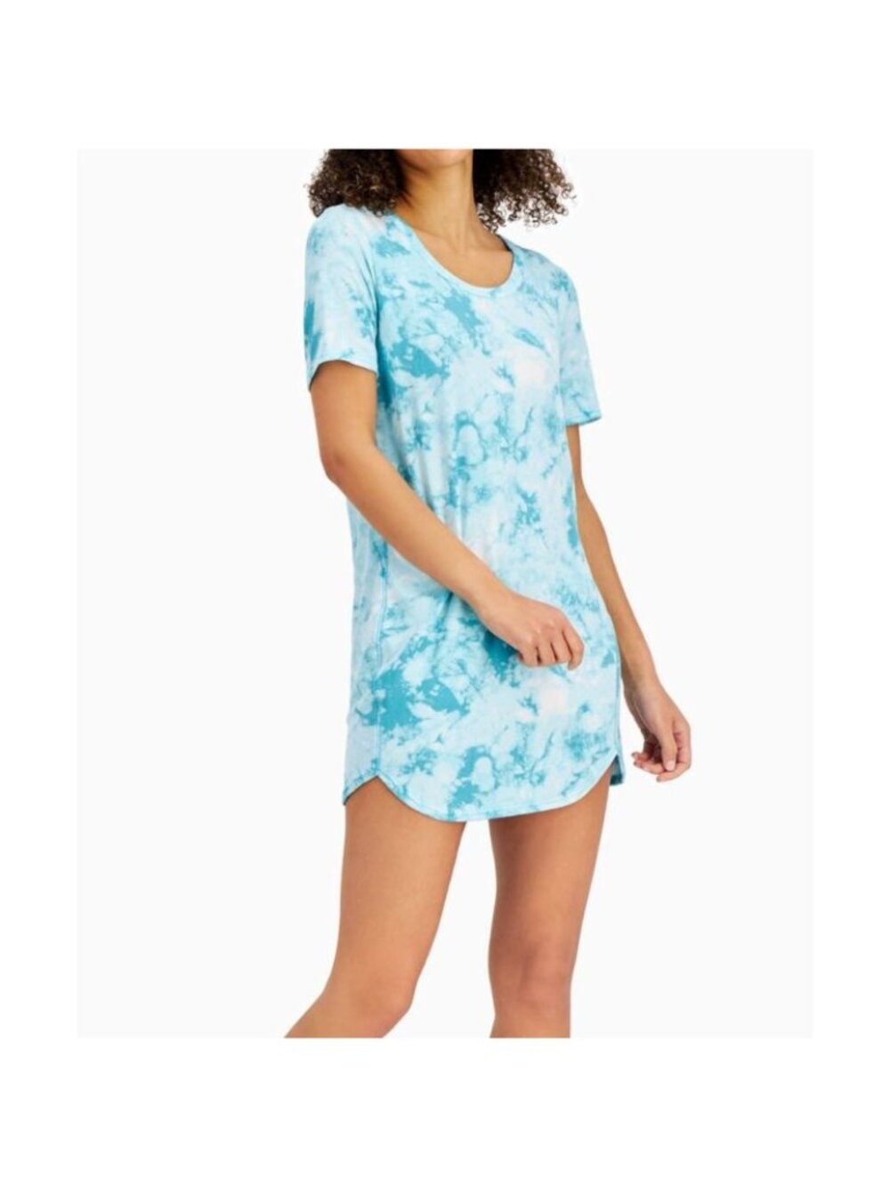 NWT Jenni Womens Blue Tie Dye Short Sleeve Sleep Shirt Pajama Top S SMALL